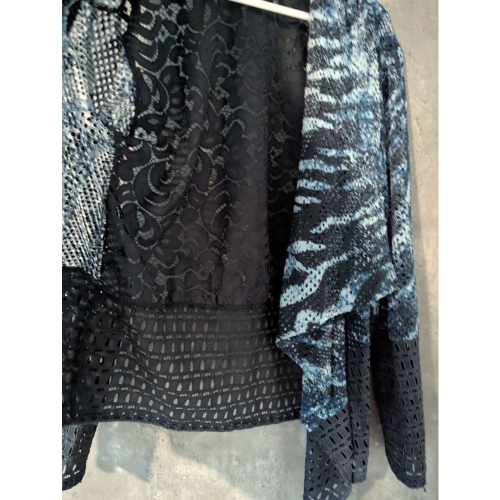 Women's Mona Leah Couture Cardigan Size S Blue Black - Picture 4 of 10